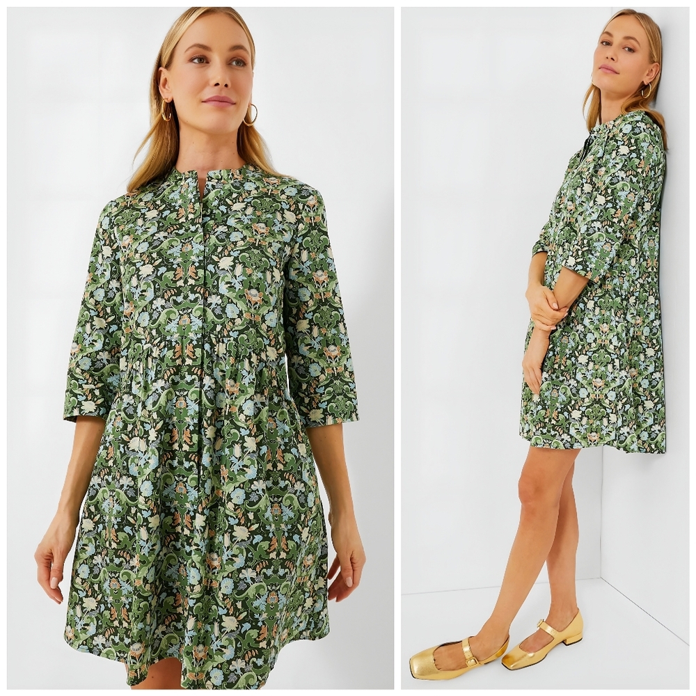 Tuckernuck Green Patterned Button Front Sage Deco… - image 1